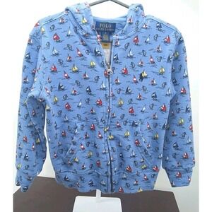 Polo Ralph Lauren Authentic Toddlers fisherman Print Full Zip Hoodie Pockets 3T